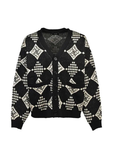 BREATH diamond-knit geometric-pattern cardigan