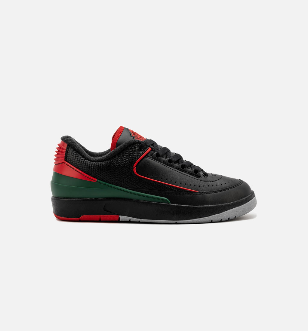Air Jordan 2 Retro Low Christmas Youth Sneakers - Black/Fire Red/Cement Grey