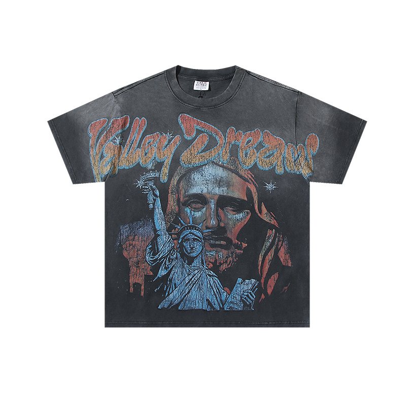 VALE USA Washed Black Graphic T-Shirt