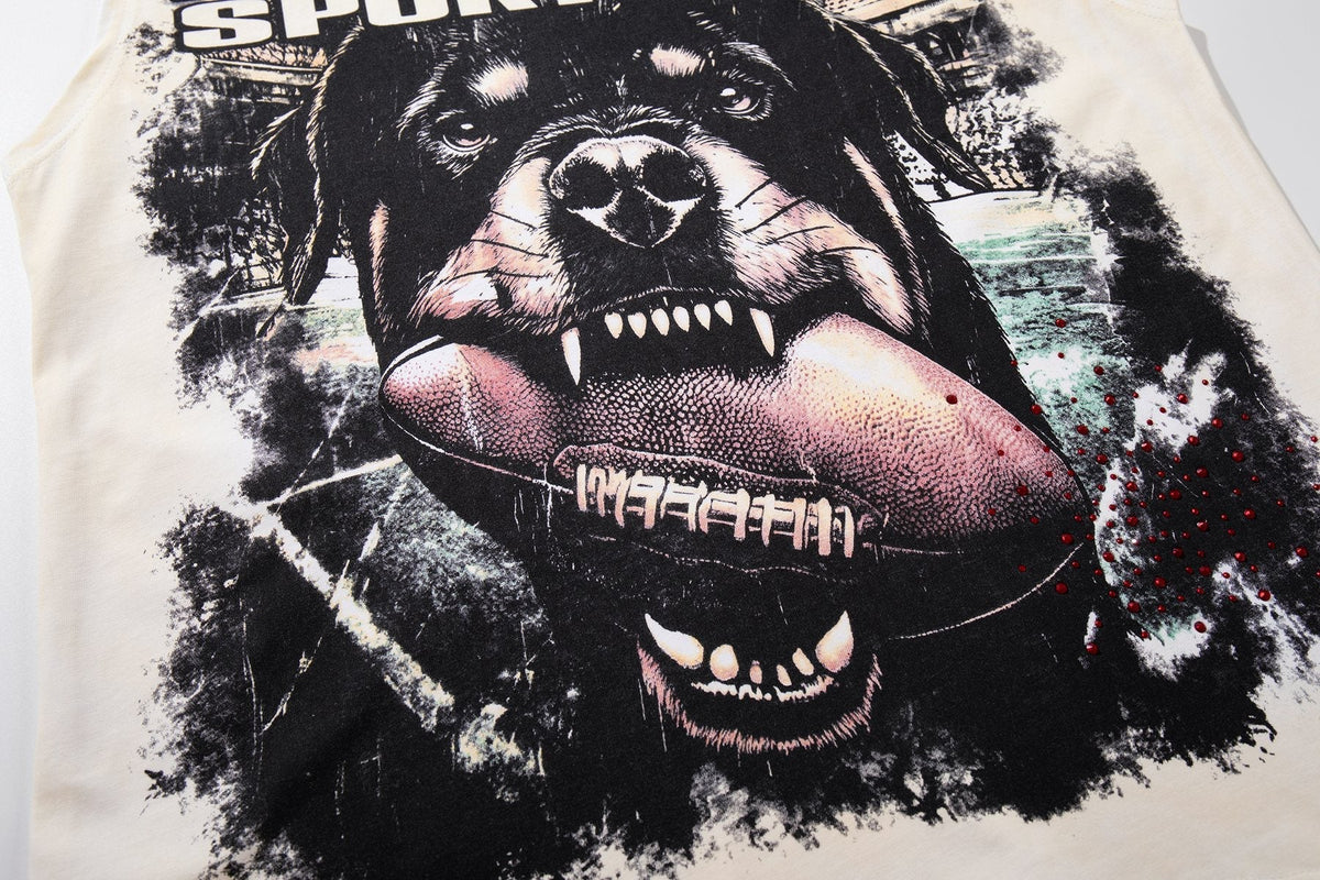 MAJESTIK Off White Graphic Sleeveless T-Shirt